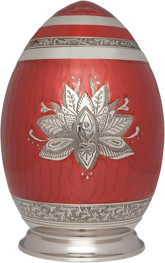 Red Lotus Cremation Urn – Brass Urn for Adult Ashes (Up to 200 lbs)