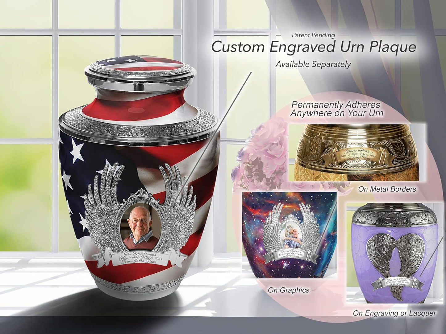 Patriotic Urn for Ashes – American Flag Design, Adult Size