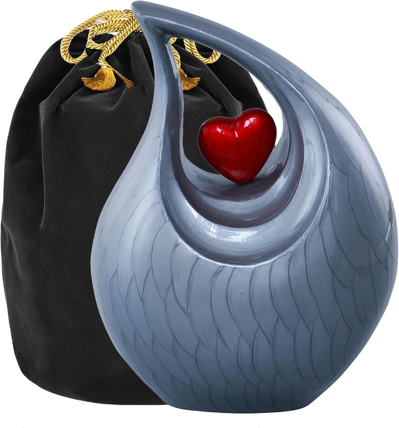Heart of Love Funeral Urn – Decorative Grey & Red Urn for Adult Ashes