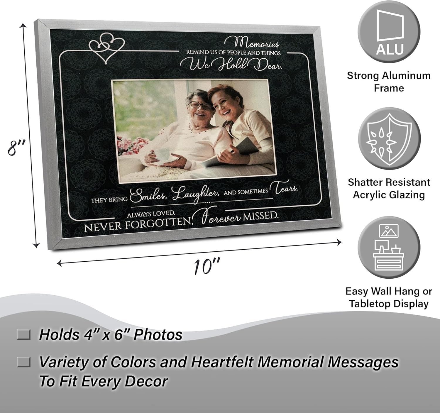 Memorial Picture Frame – 8x10 Frame for 4x6 Photo of Loved One