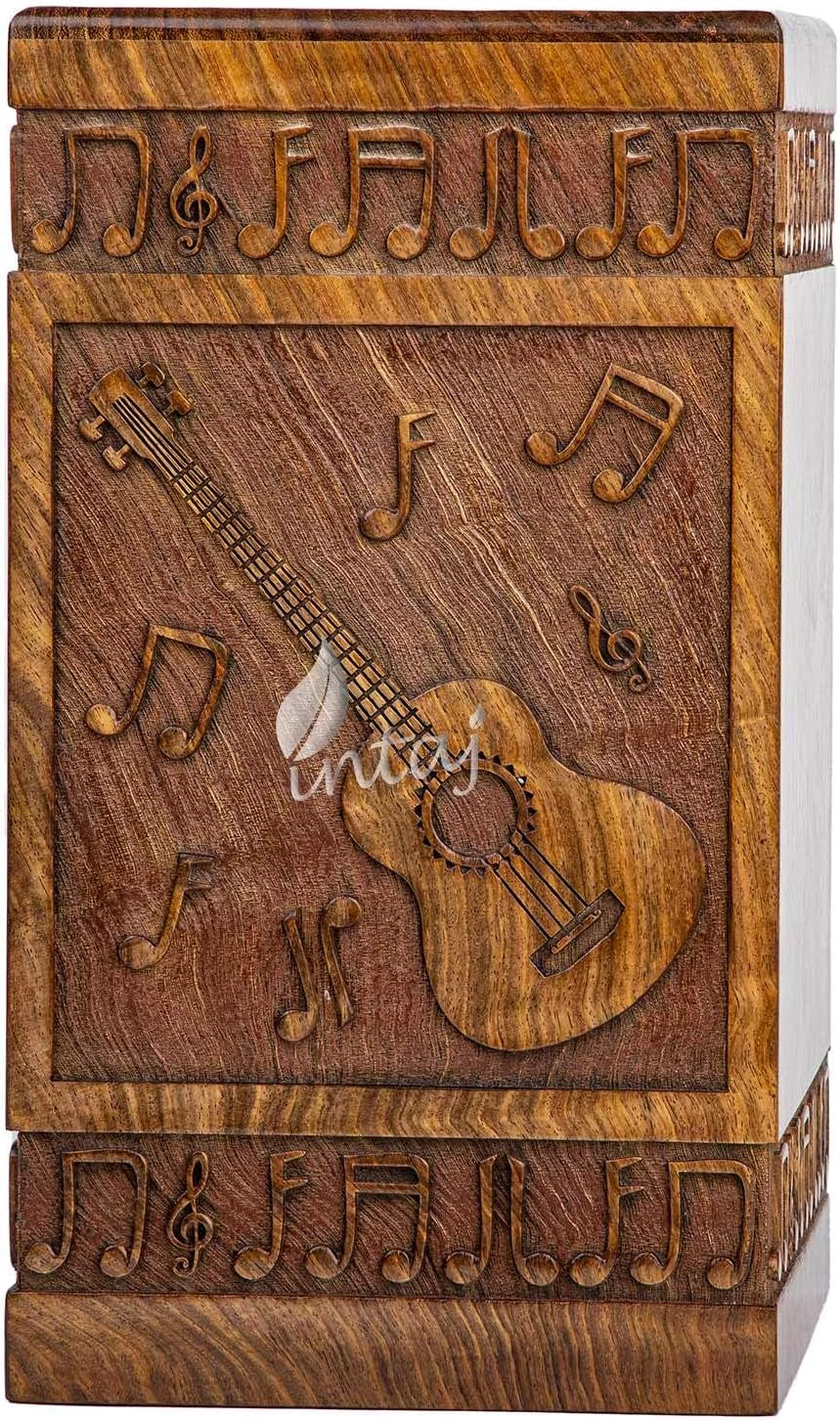 Guitar Cremation Urn – Medium Wooden Memorial Box for Ashes