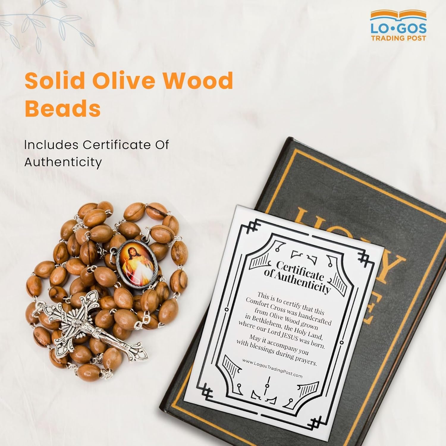 Olive Wood Catholic Rosary – Divine Mercy & Crucifix from Israel