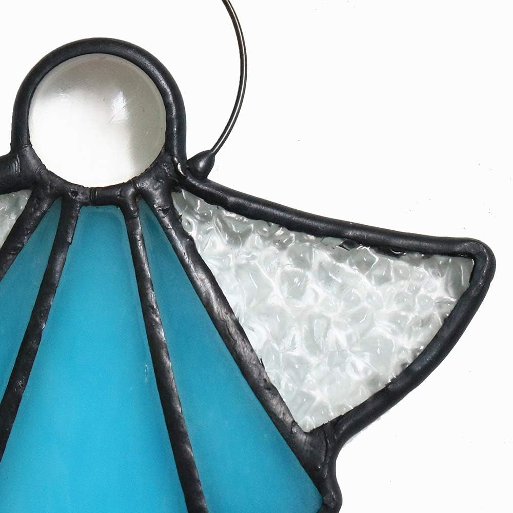 Memorial Angel Ornament – Stained Glass Sympathy Gift (Blue)
