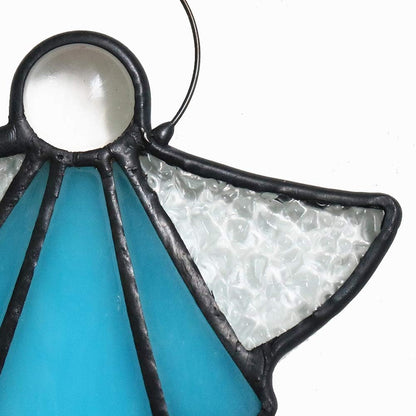 Memorial Angel Ornament – Stained Glass Sympathy Gift (Blue)