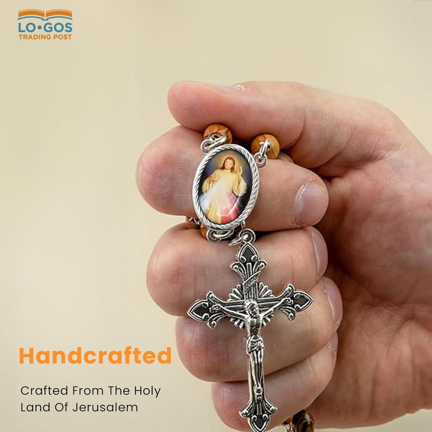 Olive Wood Catholic Rosary – Divine Mercy & Crucifix from Israel