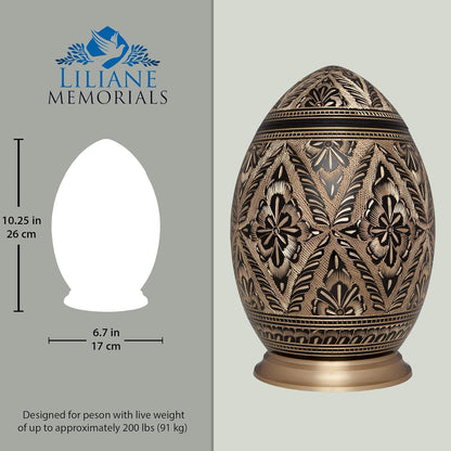 Large Cremation Urn – Black & Gold Brass for Human Ashes (200lbs)