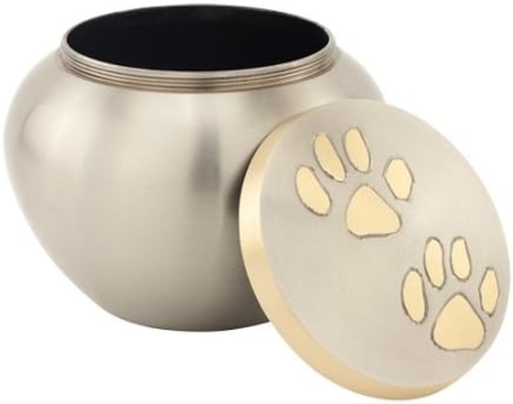 Large Pewter Pet Cremation Urn – Paw Print Design (4.75")