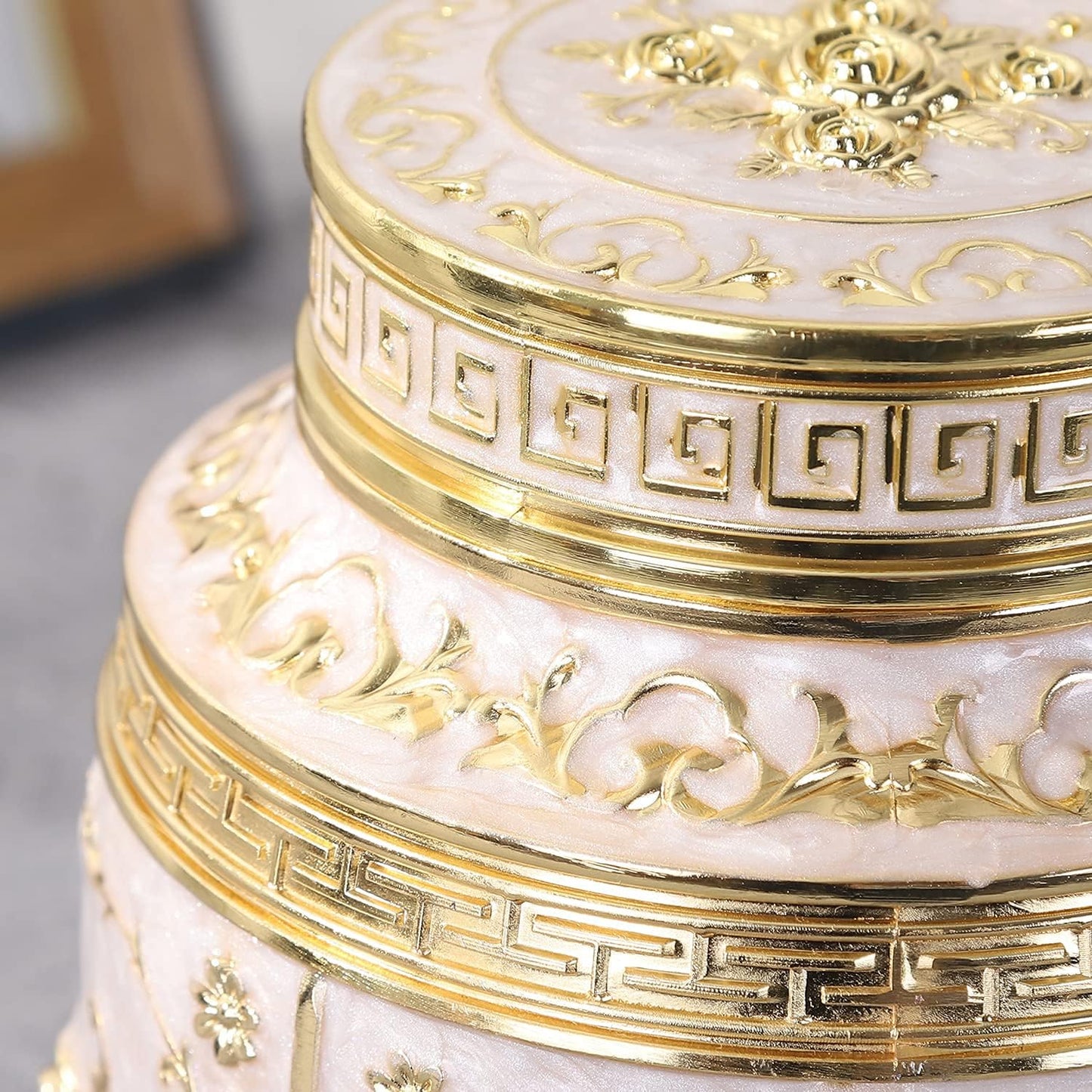 Gold Rose Ashes Urn – Baby/Son Memorial, 70 cu in Capacity