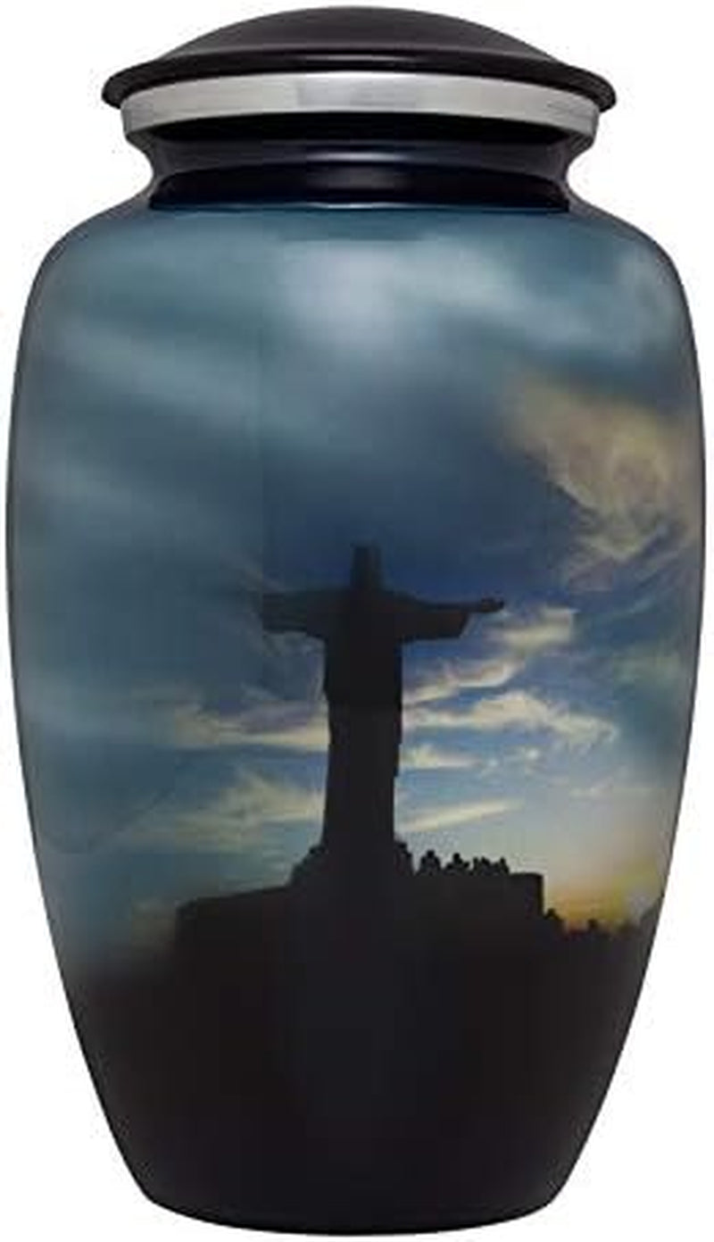 Jesus & Cross Catholic Cremation Urn for Human Ashes