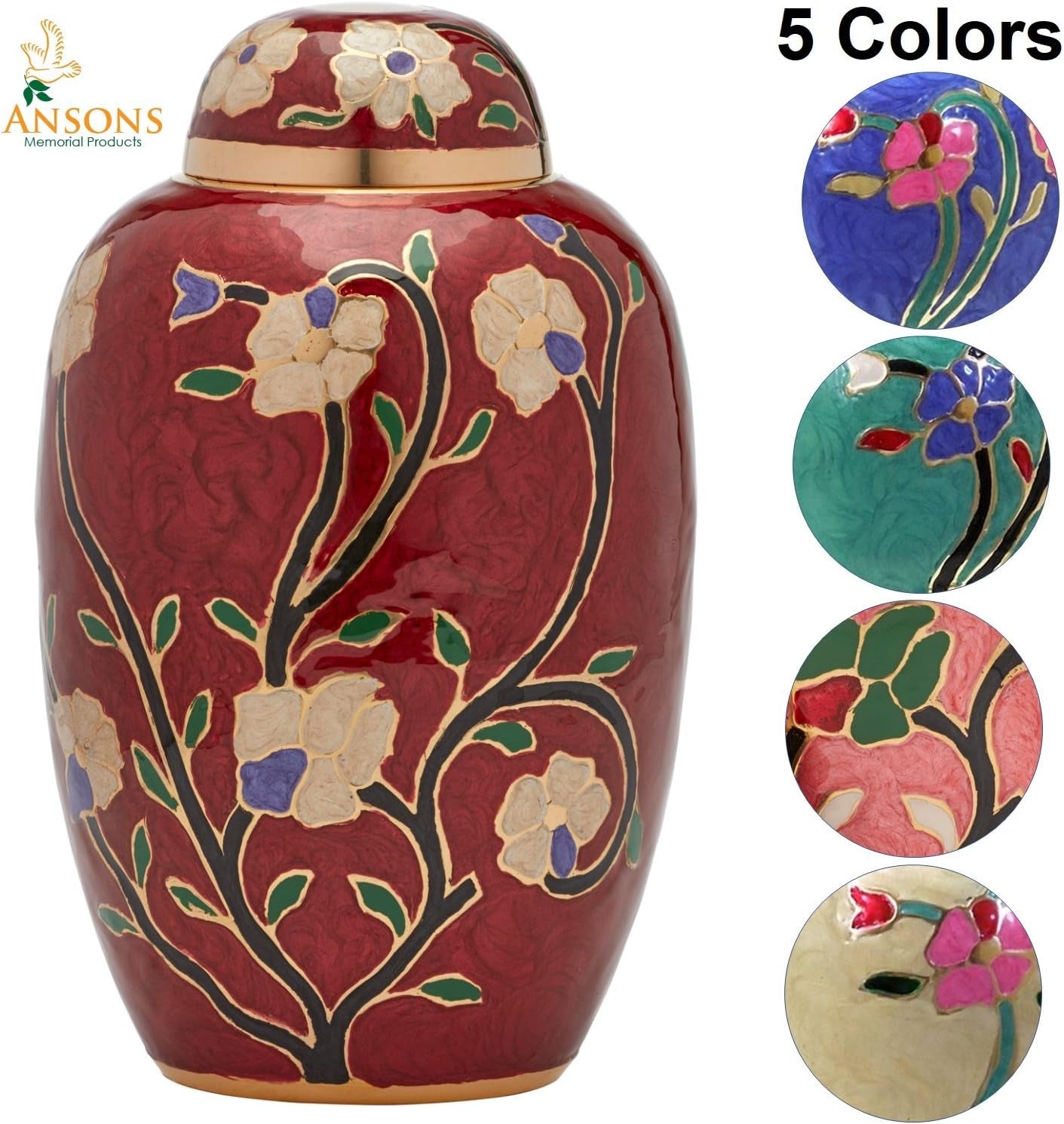 Flower Funeral Urn – Flora Red Brass Urn for Human Ashes