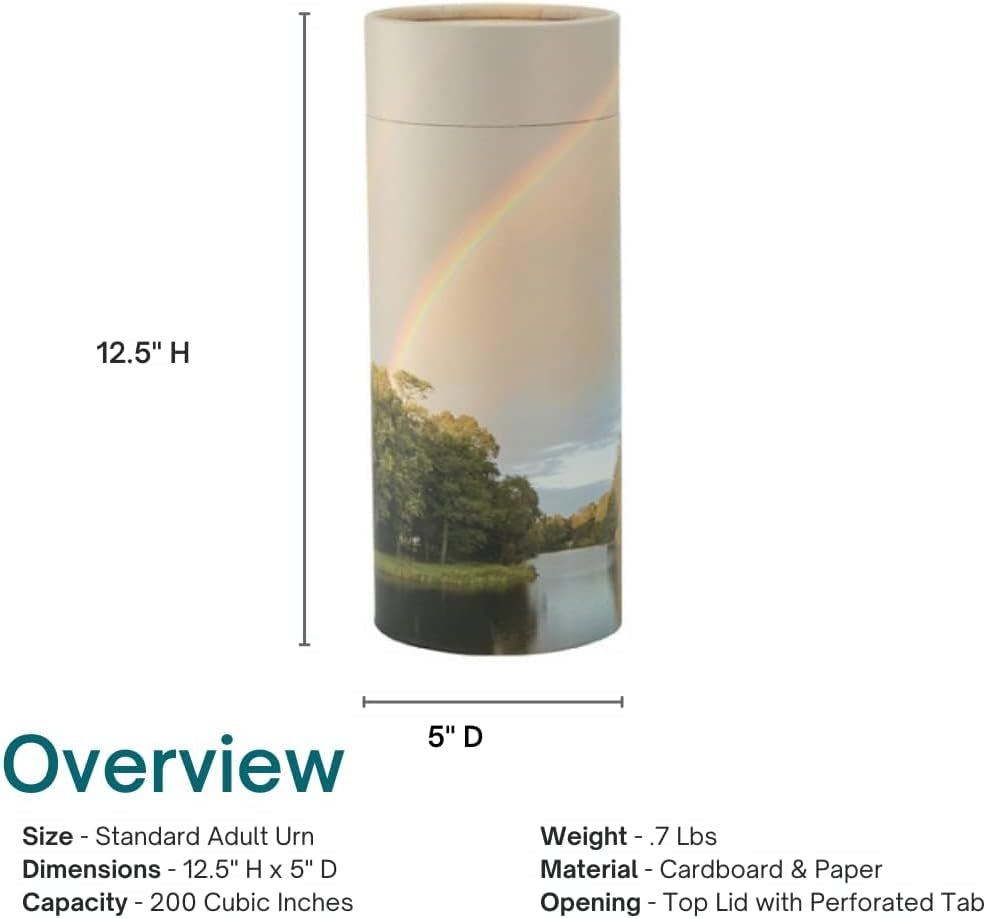 Rainbow Pond Scattering Tube, Biodegradable Cremation Urn for Adults 12.5" High