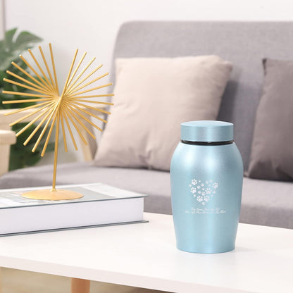 Large Pet Urn – Paws Engraved Stainless Steel Memorial for Ashes