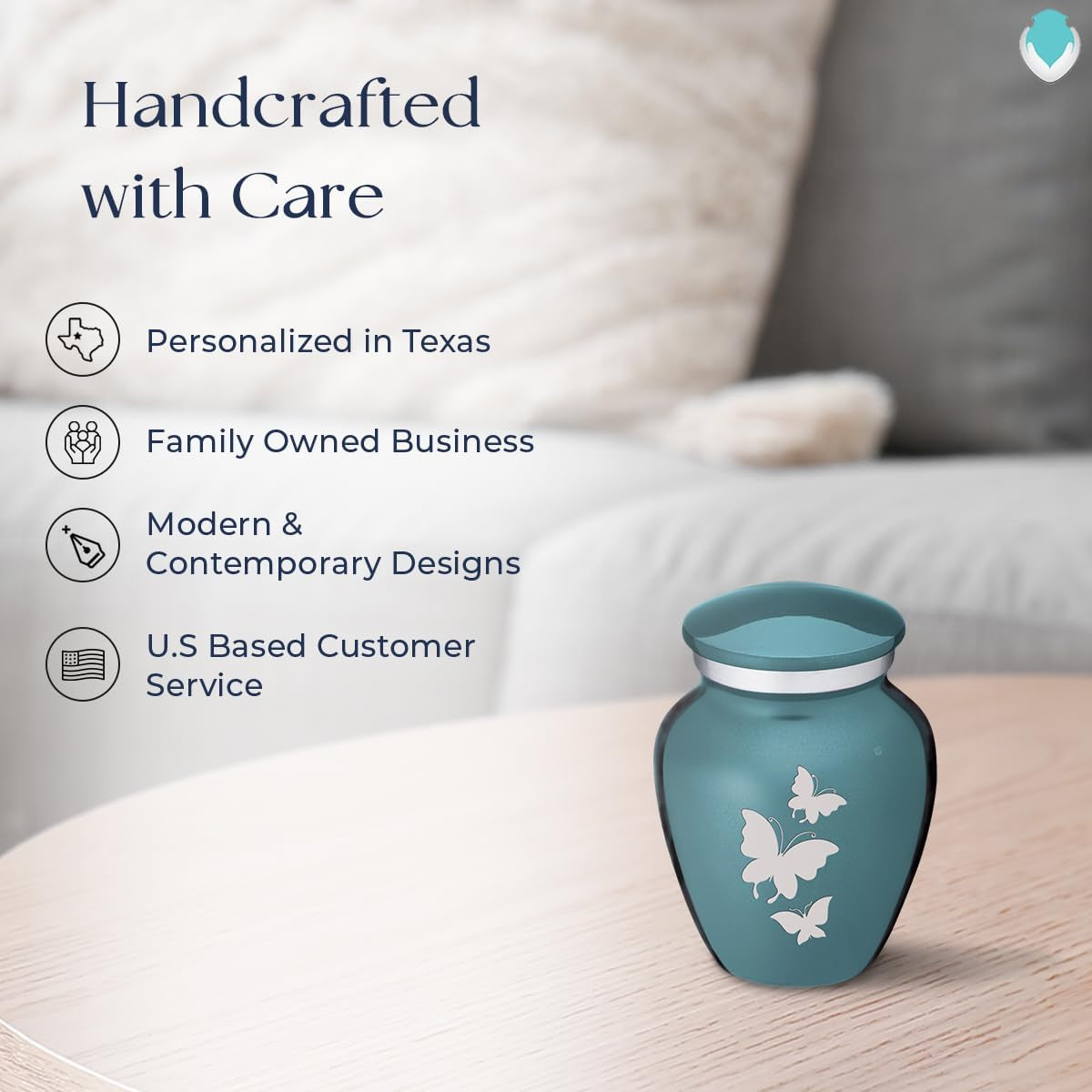 Embrace Butterfly Keepsake Urn – Teal for Human Ashes (3.5 lbs)