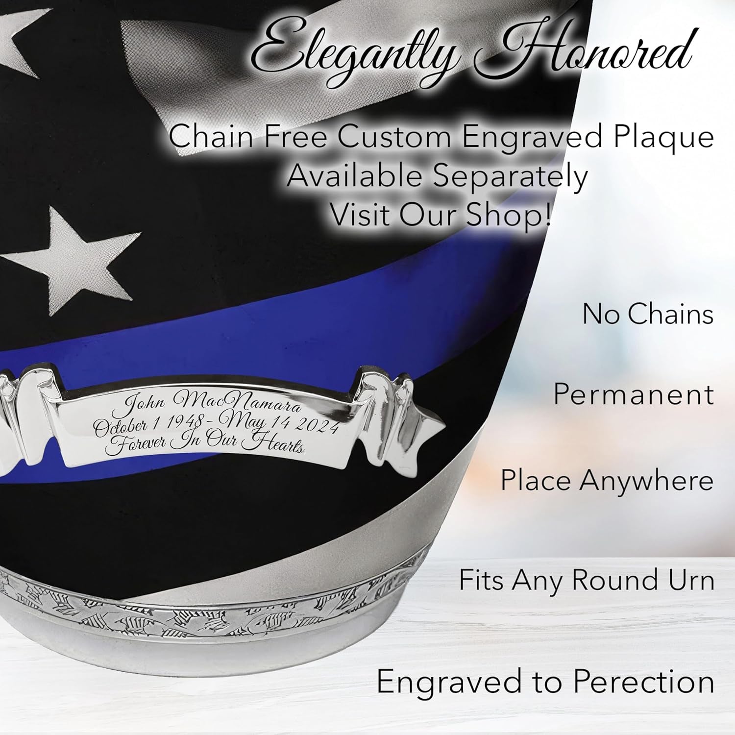 Blue Line Flag Cremation Urn – Patriotic Memorial for Police & First Responders