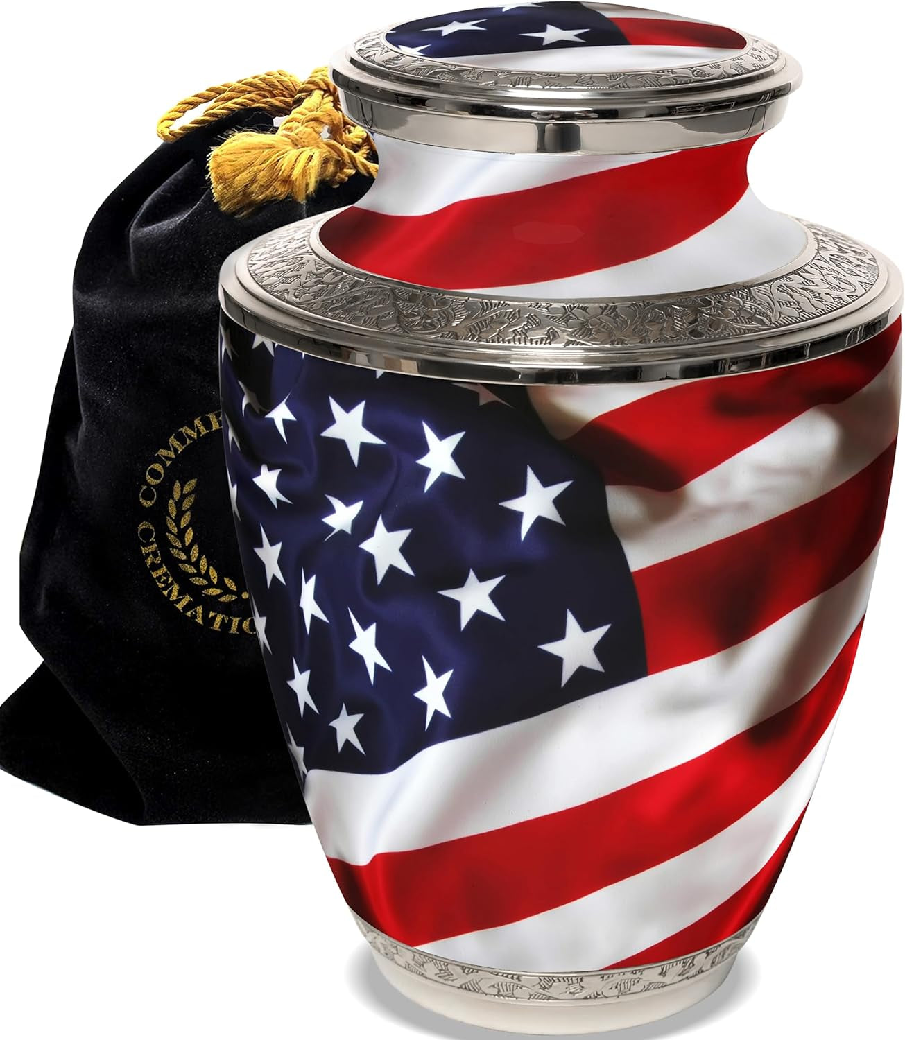 Patriotic Urn for Ashes – American Flag Design, Adult Size