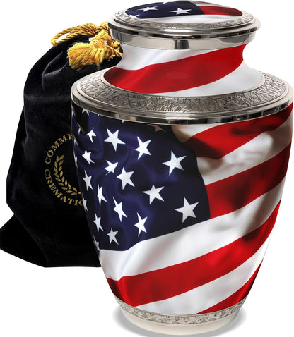 Patriotic Urn for Ashes – American Flag Design, Adult Size