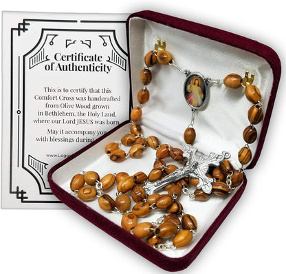 Olive Wood Catholic Rosary – Divine Mercy & Crucifix from Israel