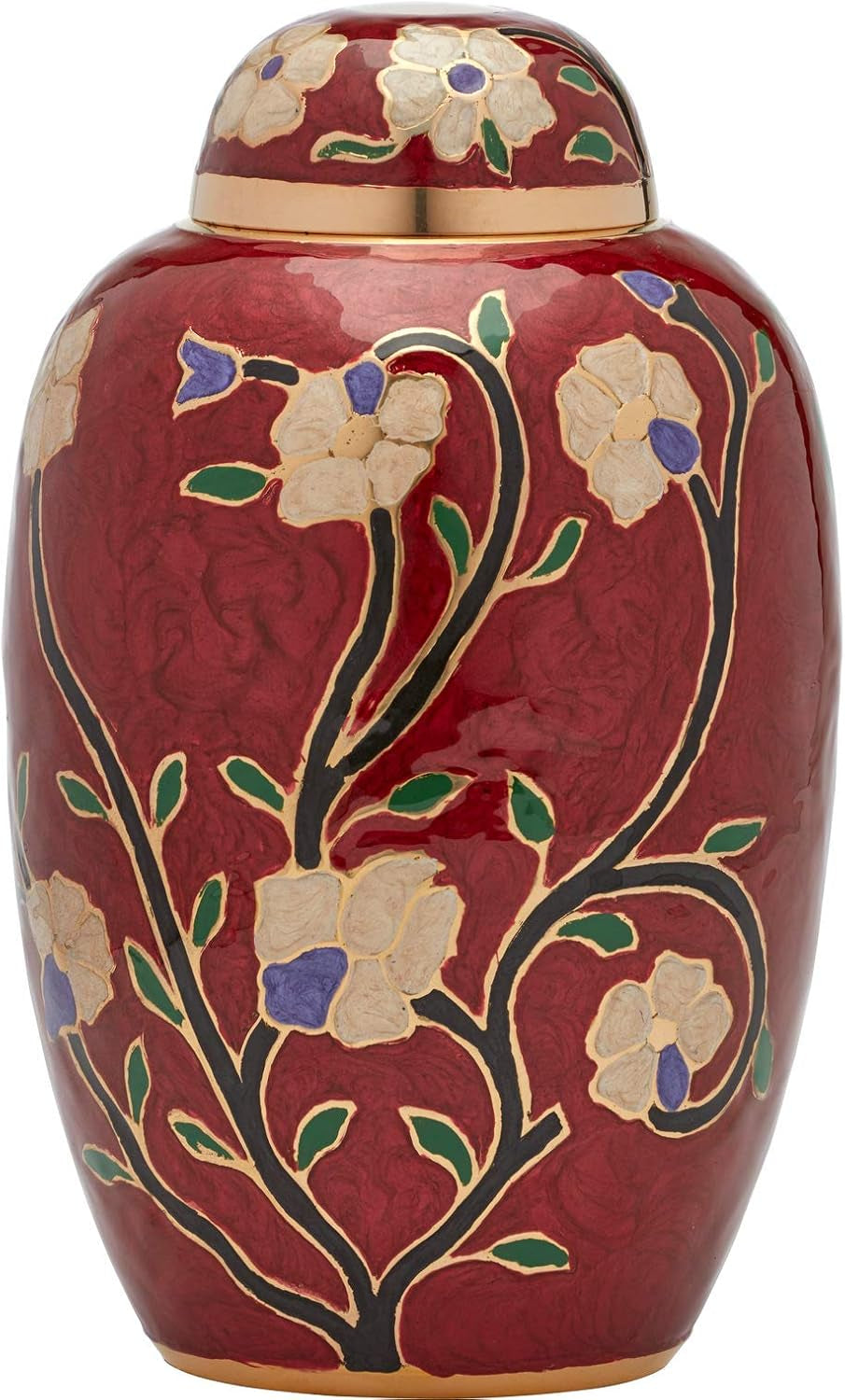 Flower Funeral Urn – Flora Red Brass Urn for Human Ashes