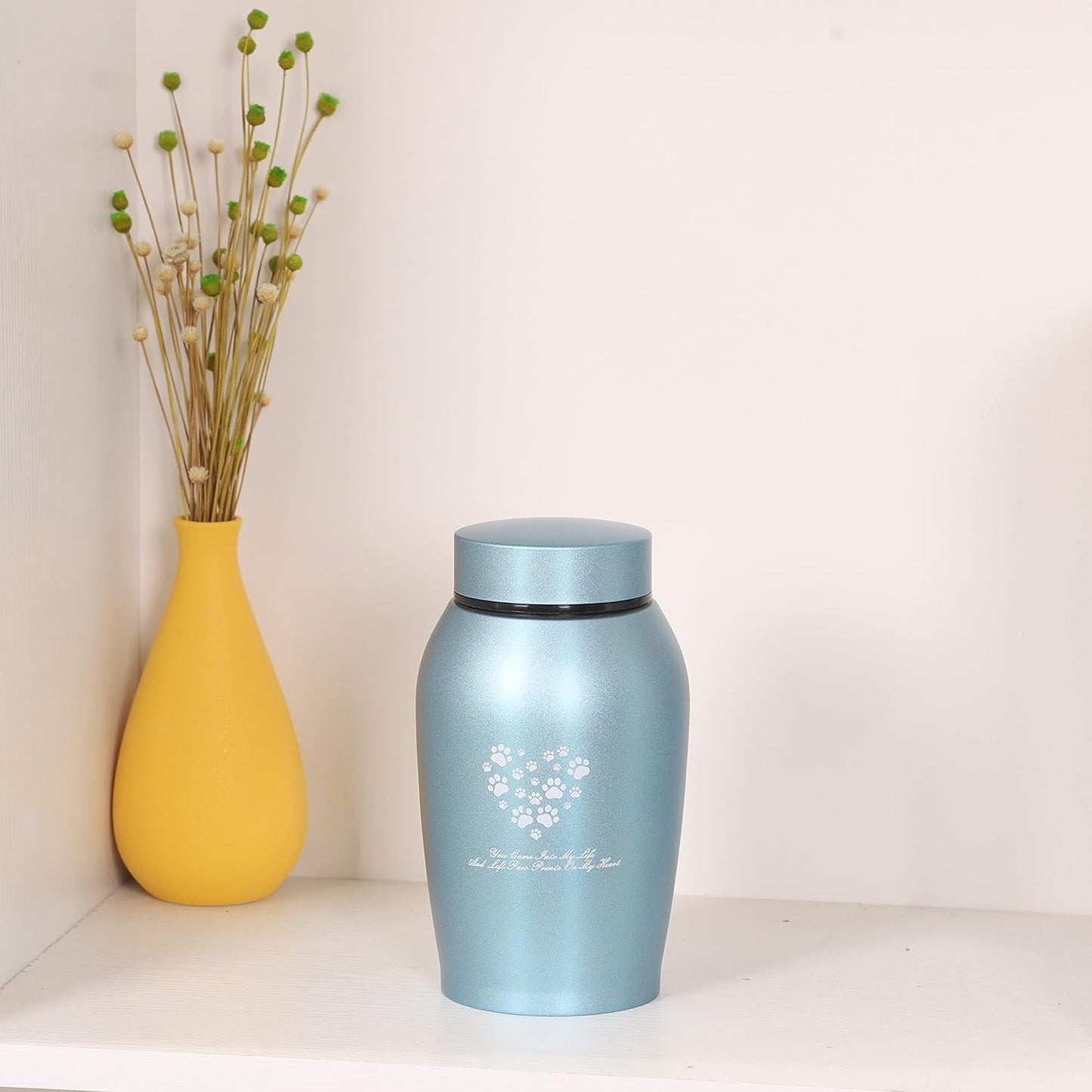 Large Pet Urn – Paws Engraved Stainless Steel Memorial for Ashes