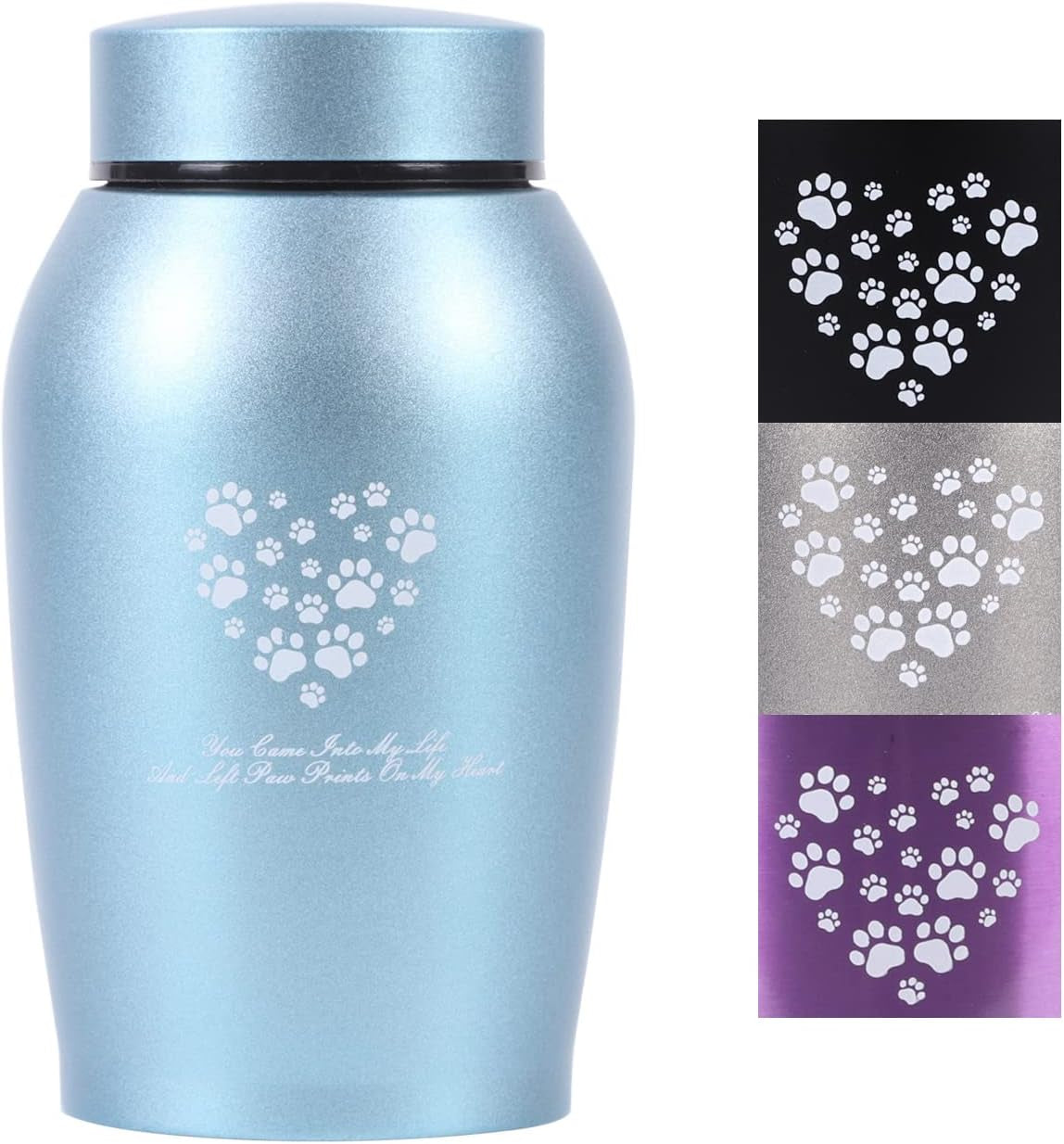 Large Pet Urn – Paws Engraved Stainless Steel Memorial for Ashes