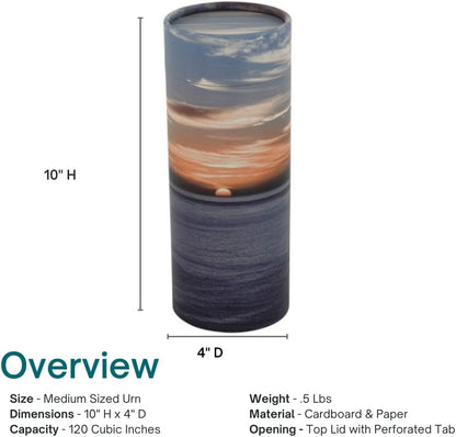 Eco-Friendly Ashes Urn – Ocean Sunset Scattering Tube (10" High)