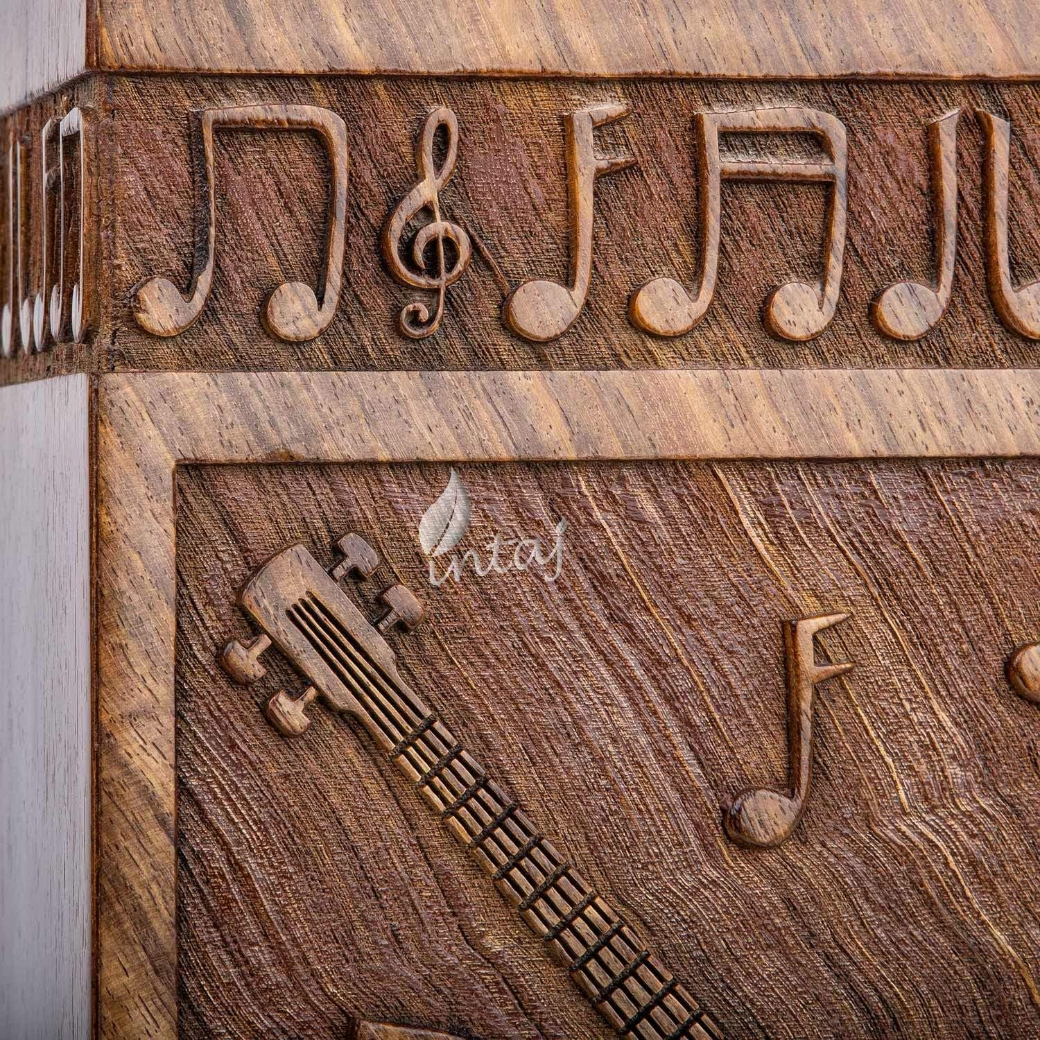 Guitar Cremation Urn – Medium Wooden Memorial Box for Ashes
