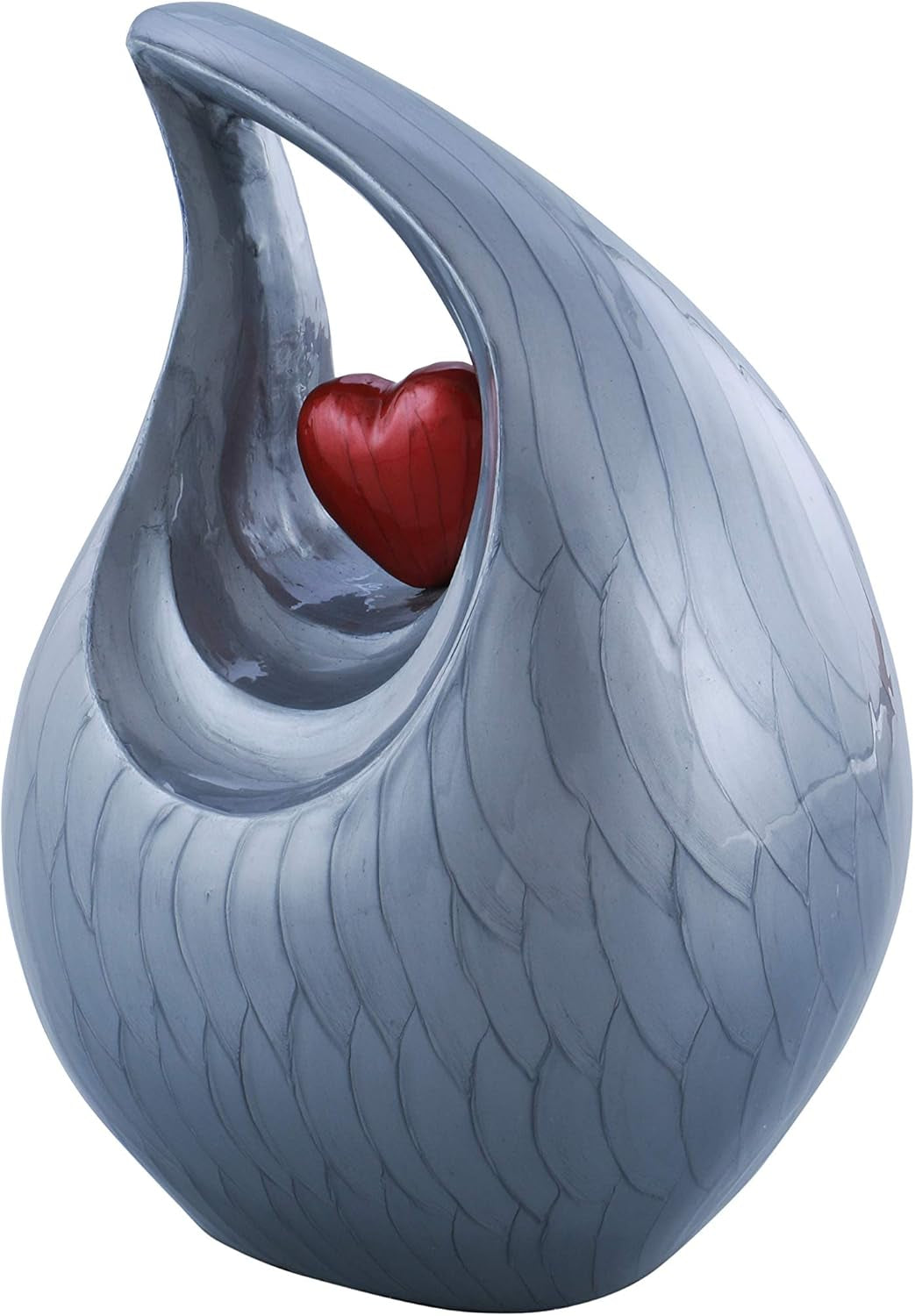 Heart of Love Funeral Urn – Decorative Grey & Red Urn for Adult Ashes