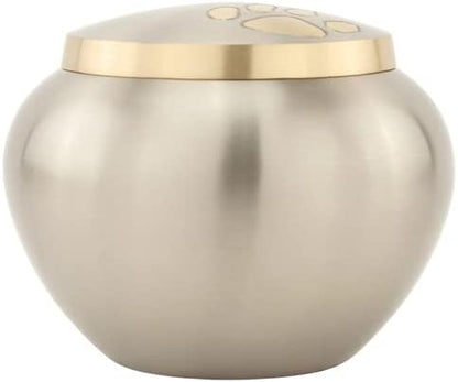 Large Pewter Pet Cremation Urn – Paw Print Design (4.75")