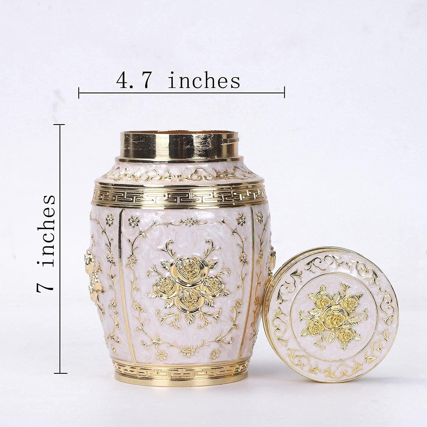 Gold Rose Ashes Urn – Baby/Son Memorial, 70 cu in Capacity