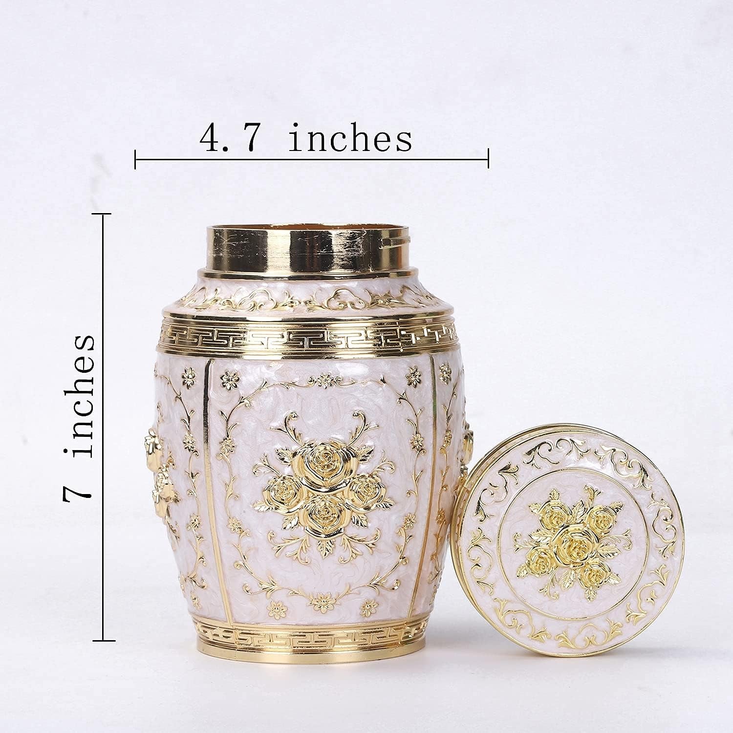 Gold Rose Ashes Urn – Baby/Son Memorial, 70 cu in Capacity
