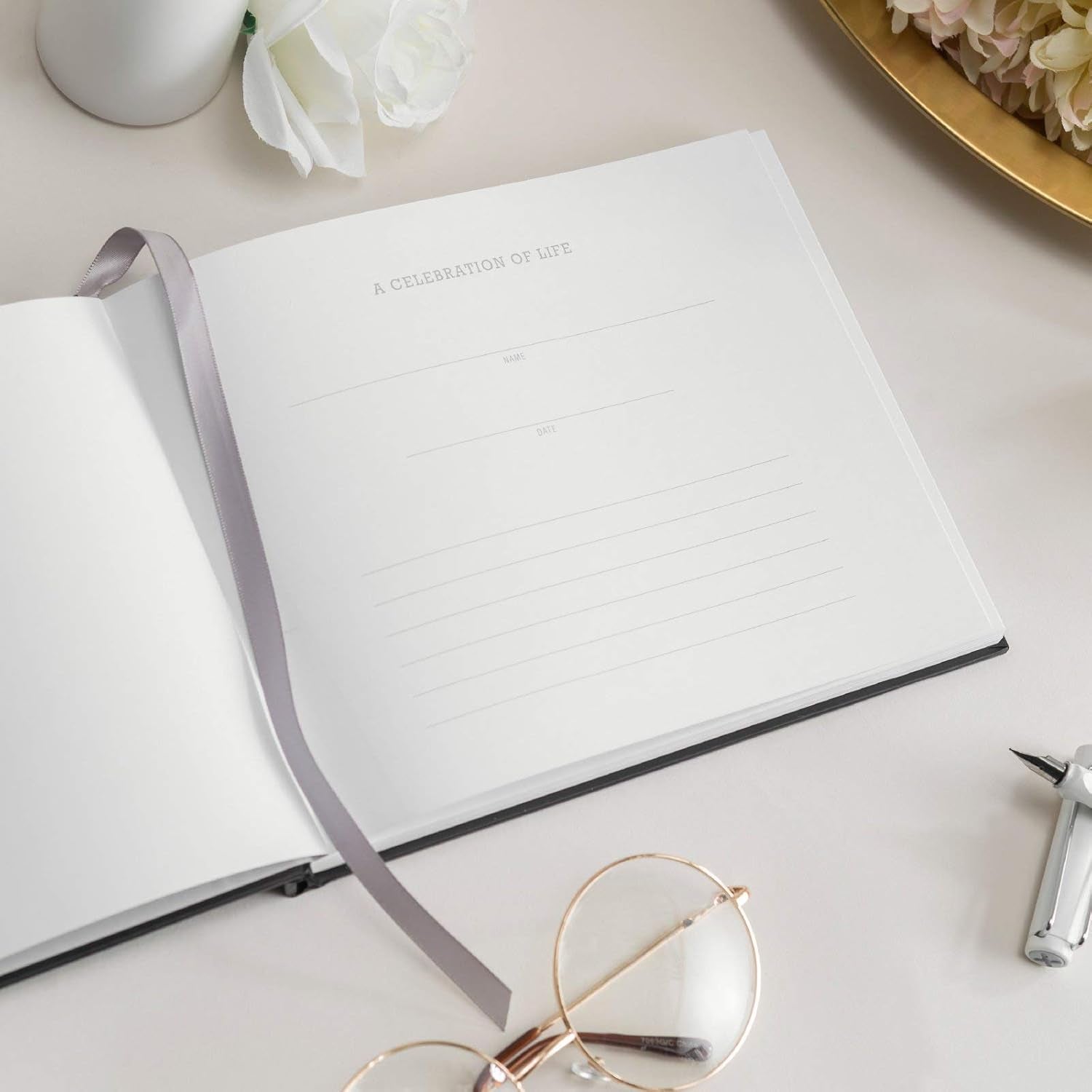 Funeral Guest Book, 9"X7", Black