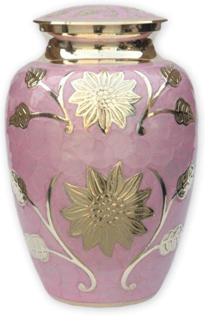 Pink & Gold Brass Urn – Elegant Enamel Cremation Urn (Large)