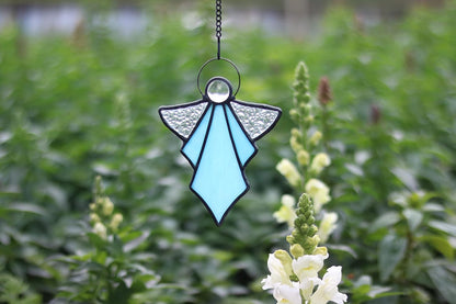 Memorial Angel Ornament – Stained Glass Sympathy Gift (Blue)