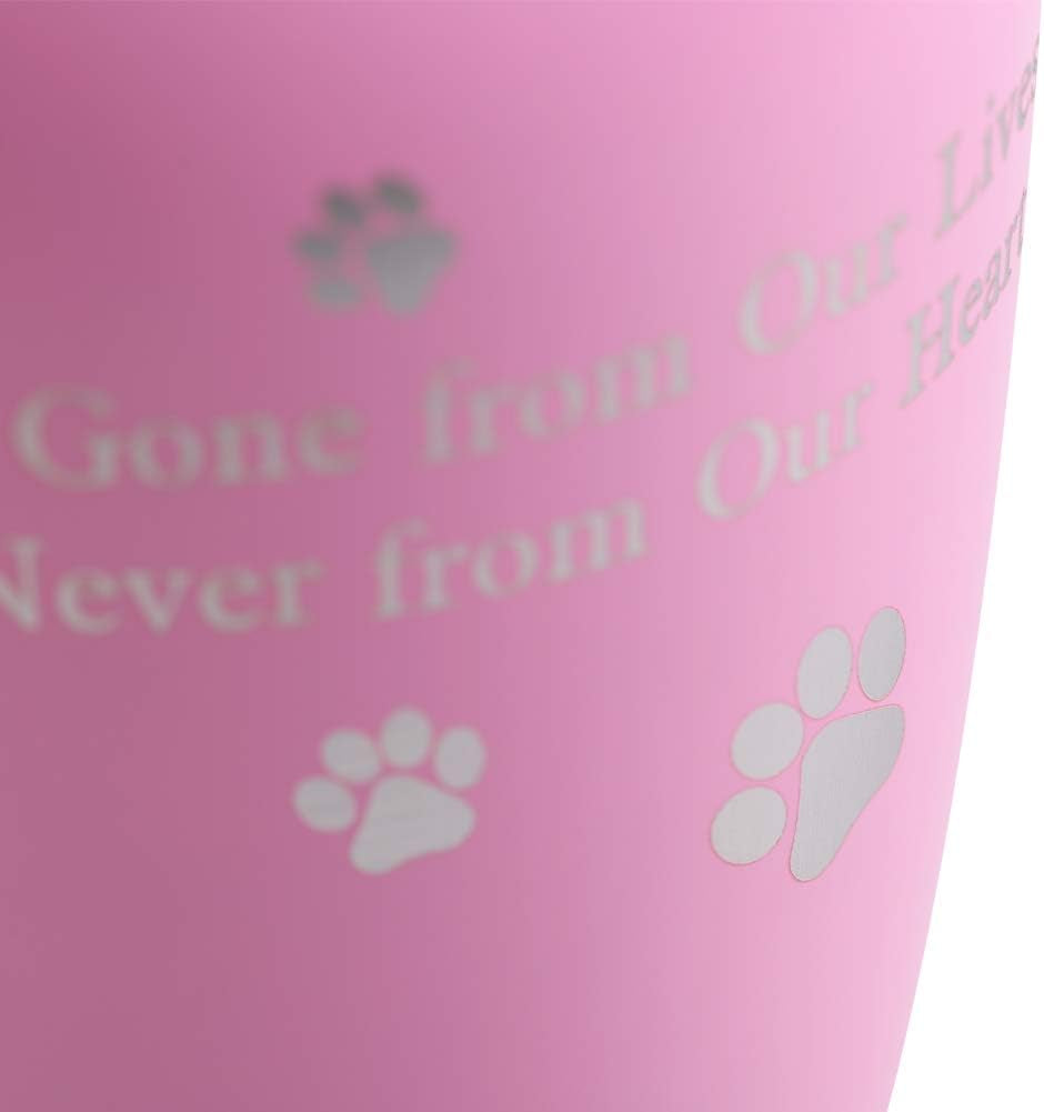 Pink Pet Cremation Urn – "Paw Prints on My Heart" Memorial